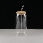 Load image into Gallery viewer, Can Glass with Wood Top & Glass Straw