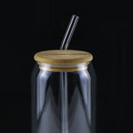 Load image into Gallery viewer, Can Glass with Wood Top & Glass Straw