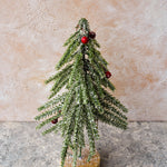 Load image into Gallery viewer, Green plastic tree with red berries 28cm - MIN003