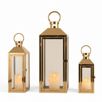 Load image into Gallery viewer, Gold Glass Lantern Set