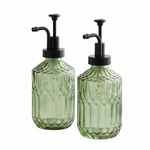 Load image into Gallery viewer, Green Ribbed Glass Soap Dispenser