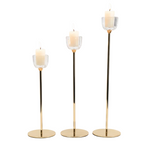 Load image into Gallery viewer, Glass Top Taper Candle Holder 3Pc Set
