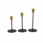 Load image into Gallery viewer, Gold Top Black Taper Candle Holder Set