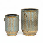 Load image into Gallery viewer, Verdigris Ribbed Metal Planter