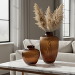 Load image into Gallery viewer, Amber Ribbed Glass Vase