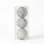 Load image into Gallery viewer, Silver Beaded Stripe Baubles