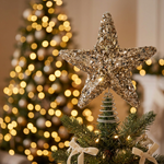 Load image into Gallery viewer, Golden Glitter Star Topper