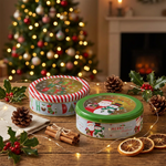 Load image into Gallery viewer, Round Christmas Story Tin