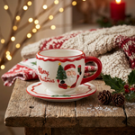 Load image into Gallery viewer, Santa Ribbon Teacup Duo
