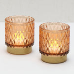 Load image into Gallery viewer, Amber Faceted Tealight Holder