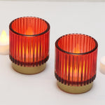 Load image into Gallery viewer, Red Ribbed Tealight Holder