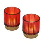 Load image into Gallery viewer, Red Ribbed Tealight Holder