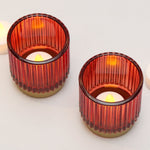 Load image into Gallery viewer, Red Ribbed Tealight Holder