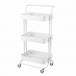 Load image into Gallery viewer, White Three-Tier Steel Trolley