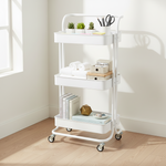 Load image into Gallery viewer, White Three-Tier Steel Trolley
