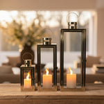 Load image into Gallery viewer, Gold Framed Glass Lantern Set