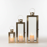 Load image into Gallery viewer, Gold Framed Glass Lantern Set