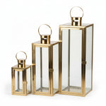 Load image into Gallery viewer, Gold Framed Glass Lantern Set