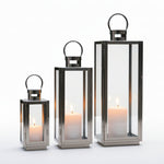 Load image into Gallery viewer, Silver Glass Lantern Set