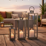 Load image into Gallery viewer, Silver Glass Lantern Set