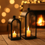 Load image into Gallery viewer, Arched Black Metal Lantern Set