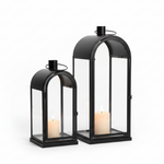 Load image into Gallery viewer, Arched Black Metal Lantern Set