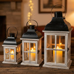 Load image into Gallery viewer, Wood and Steel Lantern Set