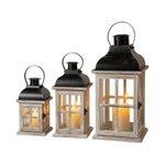 Load image into Gallery viewer, Wood and Steel Lantern Set