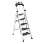 Load image into Gallery viewer, 5 Step Folding Ladder White