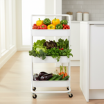 Load image into Gallery viewer, White Three-Tier Plastic Trolley