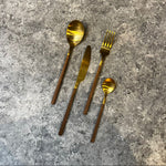 Load image into Gallery viewer, Gold Bamboo Design Cutlery Set