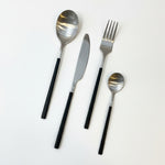 Load image into Gallery viewer, Black and Silver Cutlery Set