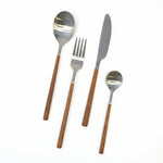 Load image into Gallery viewer, Silver Bamboo Design Cutlery Set
