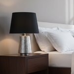 Load image into Gallery viewer, Hammered Silver Black Table Lamp