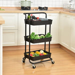 Load image into Gallery viewer, Black Three-Tier Utility Trolley