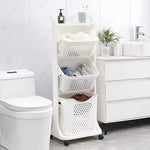 Load image into Gallery viewer, 3-Tier Rolling Laundry Basket