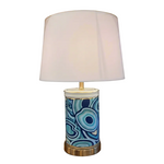 Load image into Gallery viewer, Ceramic Table Lamp with Blue Abstract Swirl Pattern