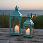 Load image into Gallery viewer, Blue Patterned Glass Lantern