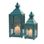 Load image into Gallery viewer, Blue Patterned Glass Lantern