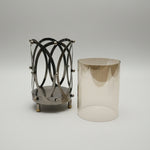 Load image into Gallery viewer, Smoked Glass Metal Tealight Holder