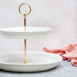 Load image into Gallery viewer, 2 Tier White Ceramic Server