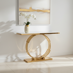 Load image into Gallery viewer, Gold Marble Top Console Table