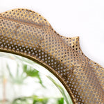 Load image into Gallery viewer, Golden Scalloped Metal Mesh Round Mirror