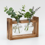 Load image into Gallery viewer, Double Glass Vase with Wooden Frame