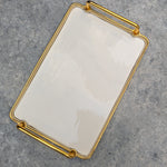 Load image into Gallery viewer, White and Gold Ceramic Serving Tray
