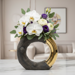 Load image into Gallery viewer, Wood and Gold design Decorative Vase