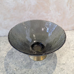 Load image into Gallery viewer, Black Glass Vase with Gold Base