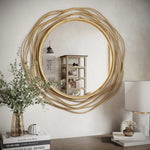 Load image into Gallery viewer, Round Golden Wire Wall Mirror