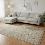 Load image into Gallery viewer, Grey Gold Geometric Rug