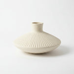Load image into Gallery viewer, White Ribbed Ceramic Vase